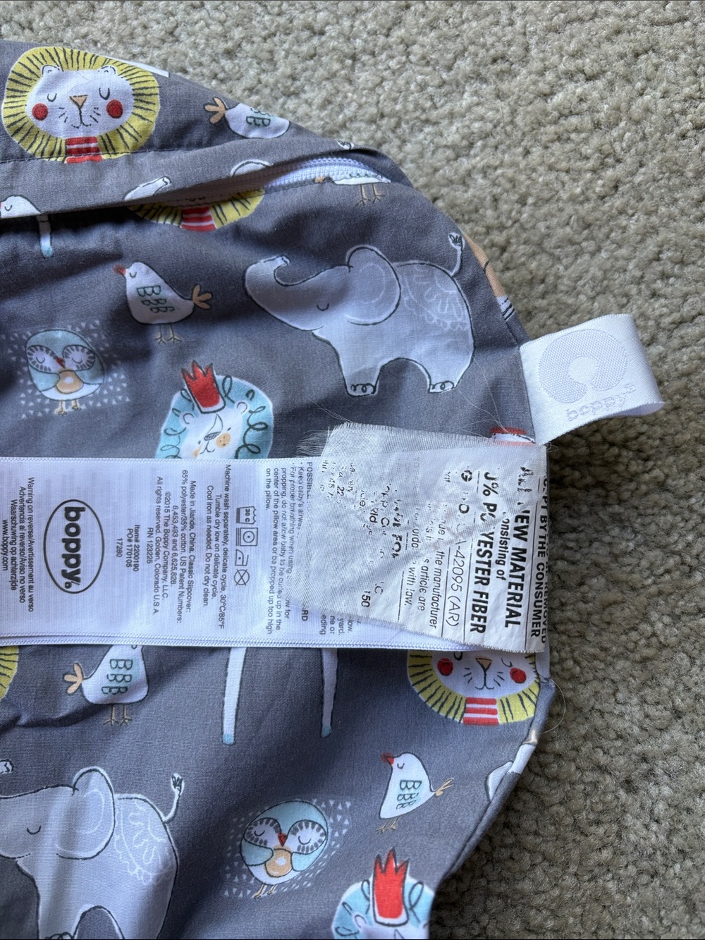 Boppy gray safari breastfeeding pillow cover EUC - Picture 2 of 4